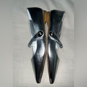 Stuart Weitzman Emilia Leather Mary Jane Silver/Metallic Color Flat (Women)Sz 7B